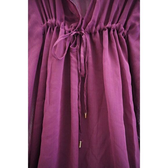 Bleu Rod Beattie RBGS00801 Women's Sz L Maroon Red Chiffon Caftan Cover-Up - Picture 4 of 7